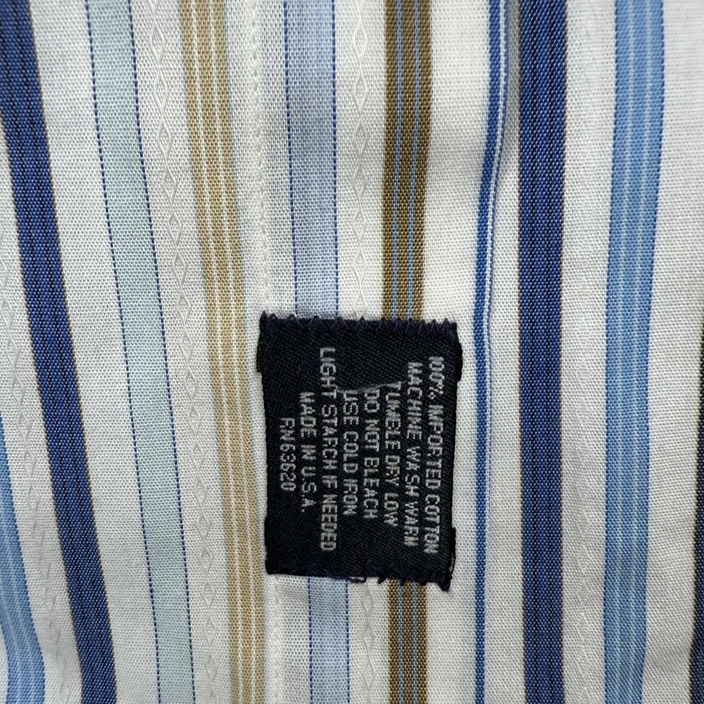 Burberry London Shirt Mens 17.5 Blue Stripe Button Down Made USA Long Sleeve - Picture 6 of 8